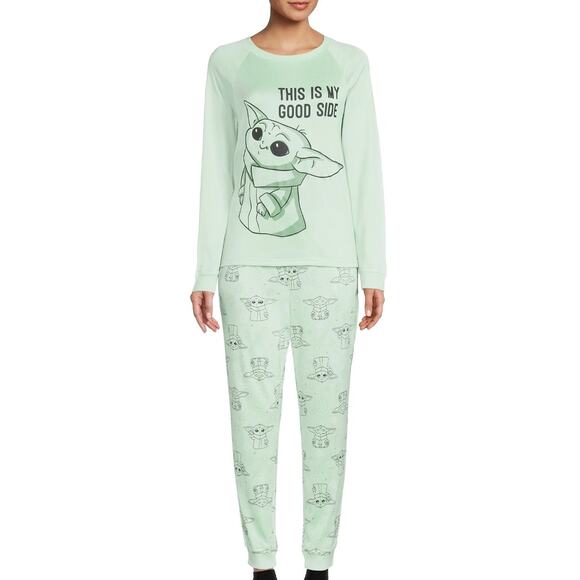Star Wars Green Mandalorian The Child 2 Piece Pajama Set Soft PJ Top & Pants XL - Picture 1 of 11